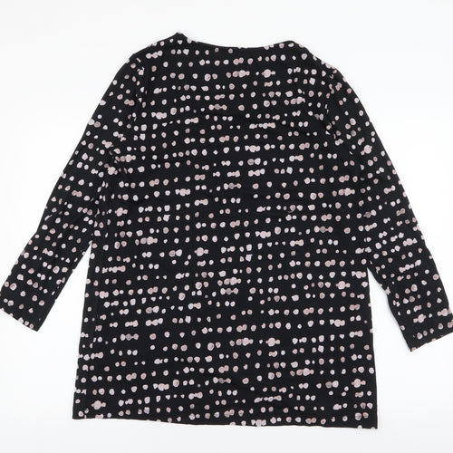 Marks and Spencer Womens Black Polka Dot Viscose Jersey T-Shirt Size 14 Round Neck