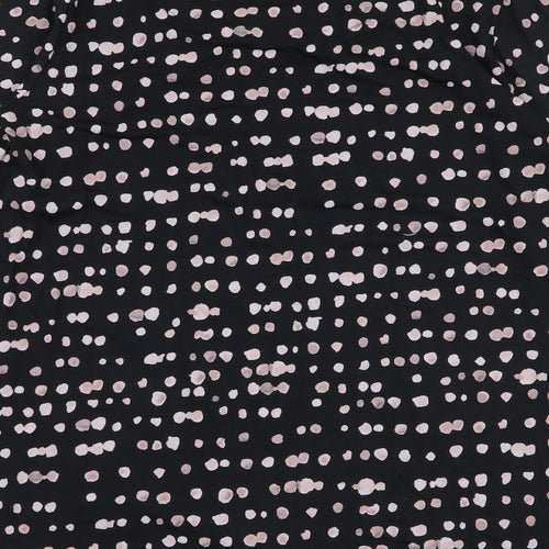 Marks and Spencer Womens Black Polka Dot Viscose Jersey T-Shirt Size 14 Round Neck
