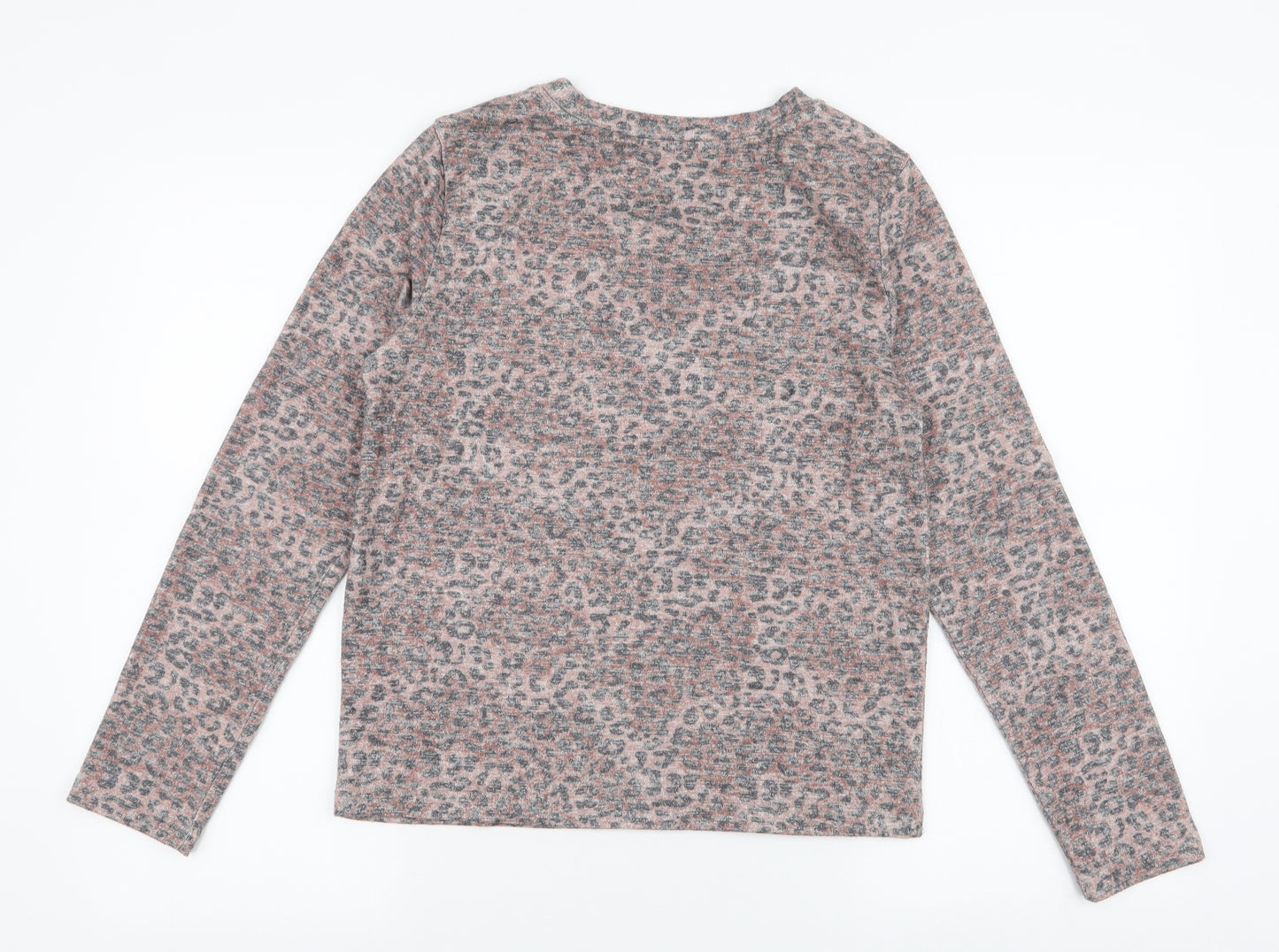 Marks and Spencer Womens Brown Round Neck Animal Print Viscose Pullover Jumper Size 10