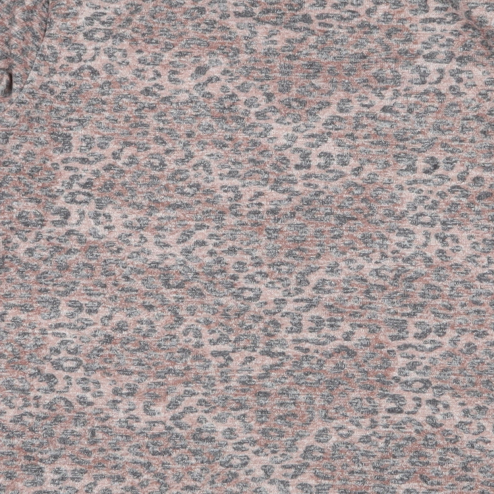 Marks and Spencer Womens Brown Round Neck Animal Print Viscose Pullover Jumper Size 10