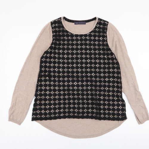 Marks and Spencer Womens Brown Round Neck  Viscose Pullover Jumper Size 8