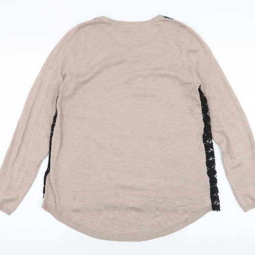Marks and Spencer Womens Brown Round Neck  Viscose Pullover Jumper Size 8