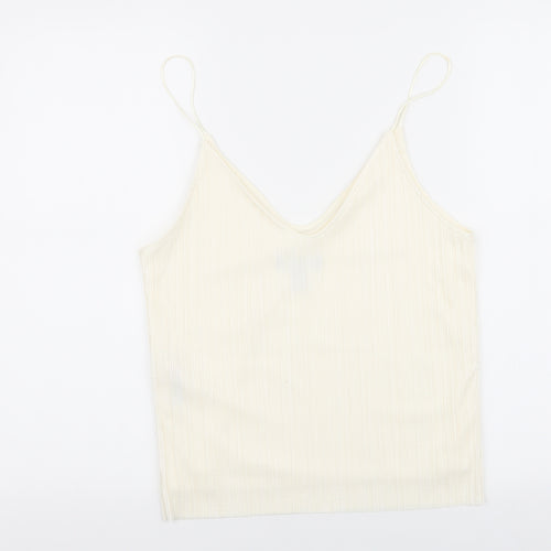 New Look Womens Ivory Striped Polyester Camisole Tank Size 10 V-Neck