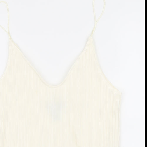 New Look Womens Ivory Striped Polyester Camisole Tank Size 10 V-Neck
