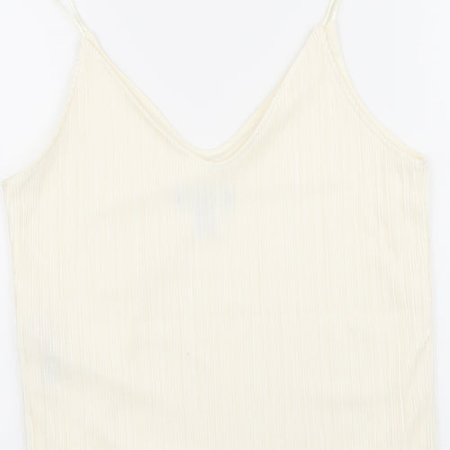 New Look Womens Ivory Striped Polyester Camisole Tank Size 10 V-Neck