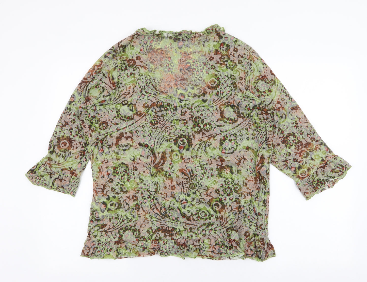 Per Una Womens Green Floral Polyester Jersey Blouse Size 20 Round Neck