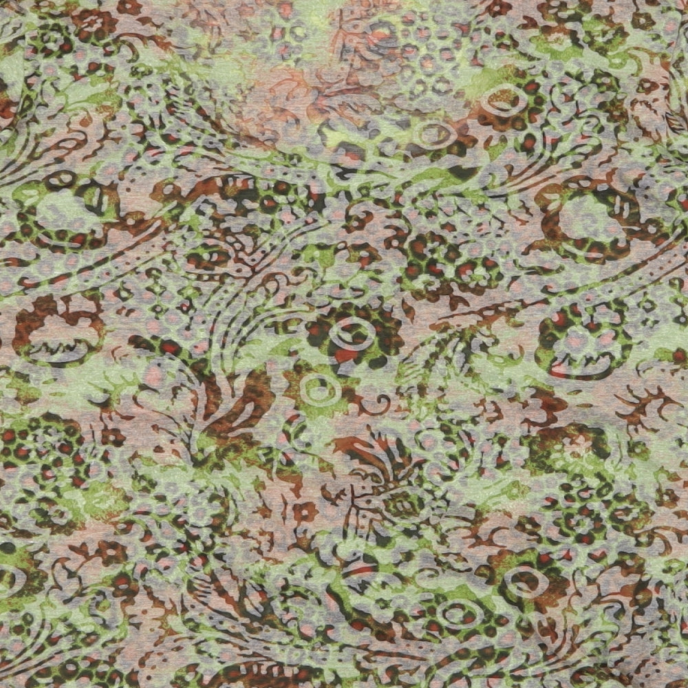 Per Una Womens Green Floral Polyester Jersey Blouse Size 20 Round Neck