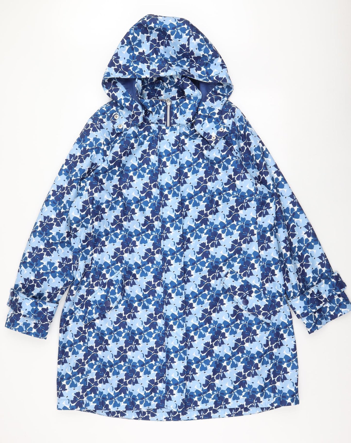 First Avenue  Womens Blue Floral  Parka Coat Size 16  Zip