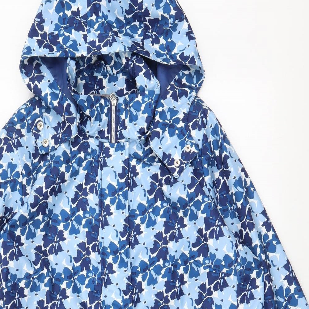First Avenue  Womens Blue Floral  Parka Coat Size 16  Zip