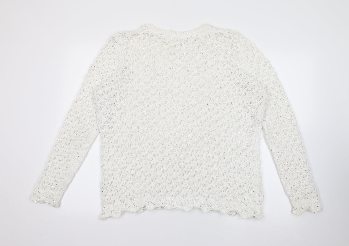 George Womens White Crew Neck  Acrylic Pullover Jumper Size 18