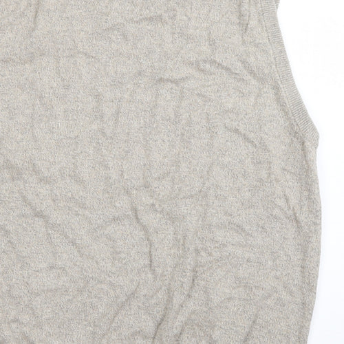 Marks and Spencer Mens Beige V-Neck  Cotton Pullover Jumper Size XL