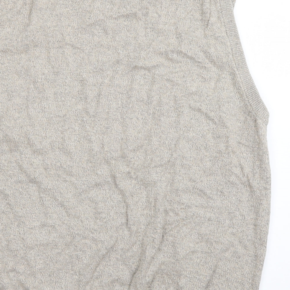 Marks and Spencer Mens Beige V-Neck  Cotton Pullover Jumper Size XL