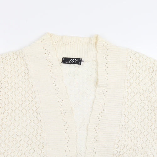 ME Womens Ivory V-Neck  Cotton Cardigan Jumper Size M