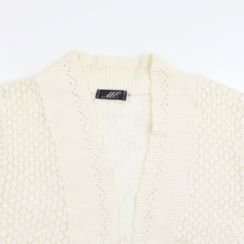 ME Womens Ivory V-Neck  Cotton Cardigan Jumper Size M