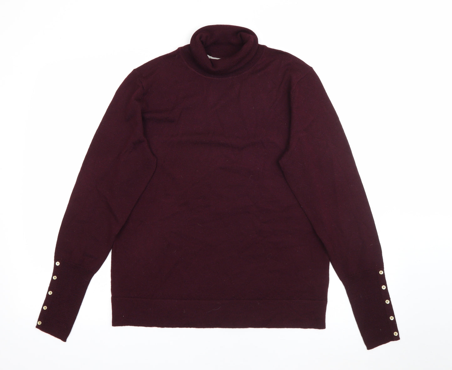 Hobbs Womens Purple Roll Neck  Wool Pullover Jumper Size M