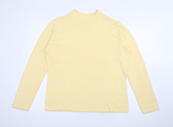 Bonmarché Womens Yellow High Neck Acrylic Pullover Jumper Size M