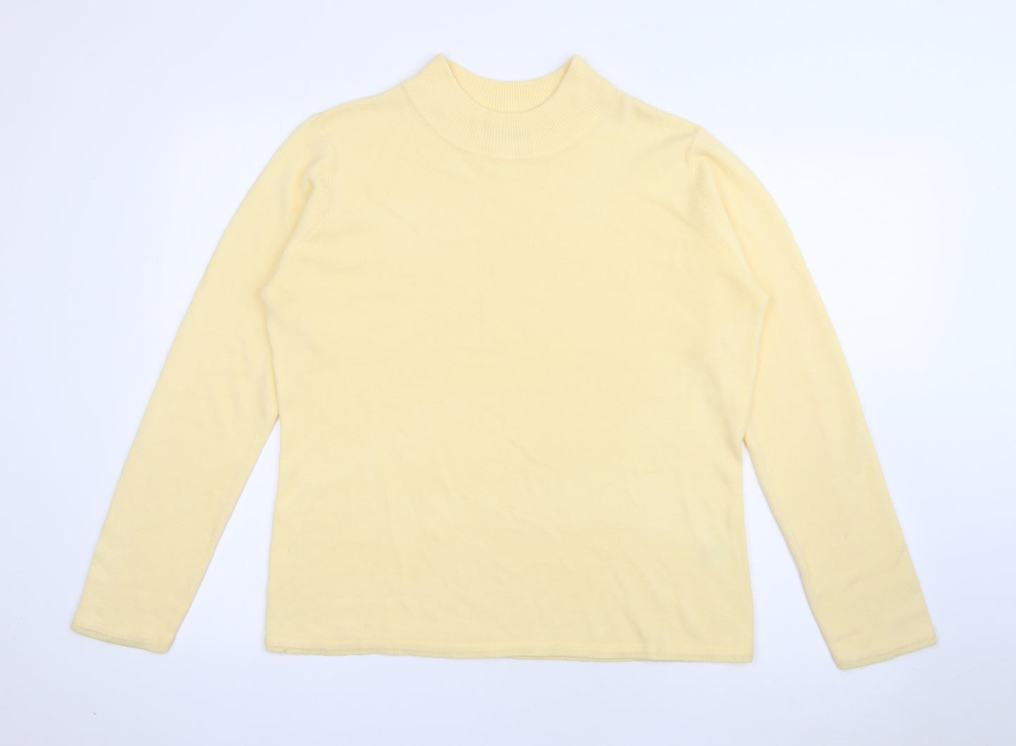 Bonmarché Womens Yellow High Neck  Acrylic Pullover Jumper Size M