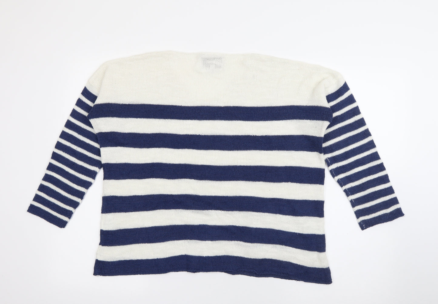 Capri Womens Blue V-Neck Striped Viscose  Jumper Size XS