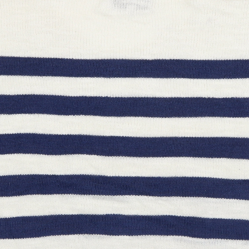 Capri Womens Blue V-Neck Striped Viscose  Jumper Size XS