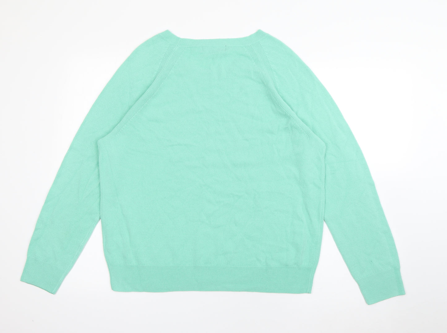 Marks and Spencer Womens Green Crew Neck  Acrylic Pullover Jumper Size 18