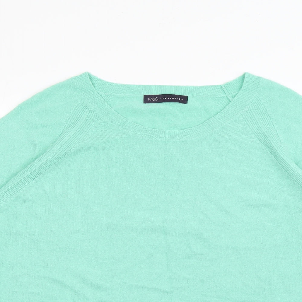 Marks and Spencer Womens Green Crew Neck  Acrylic Pullover Jumper Size 18