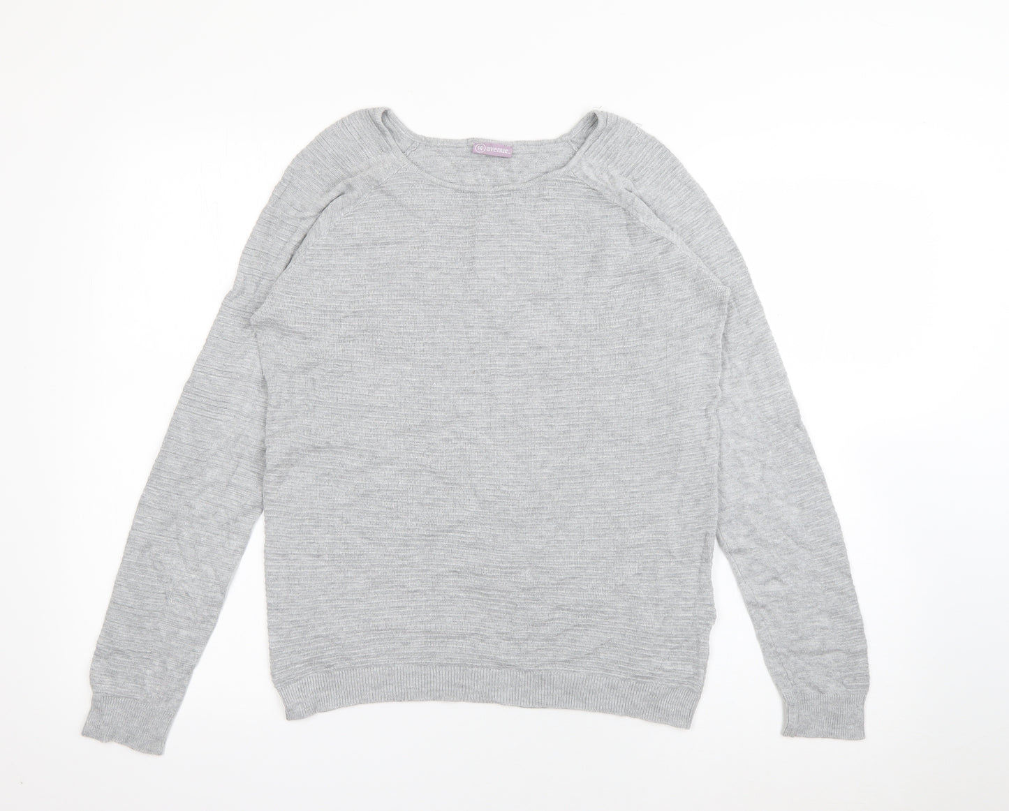Avenue Womens Grey Round Neck  Viscose Pullover Jumper Size 14