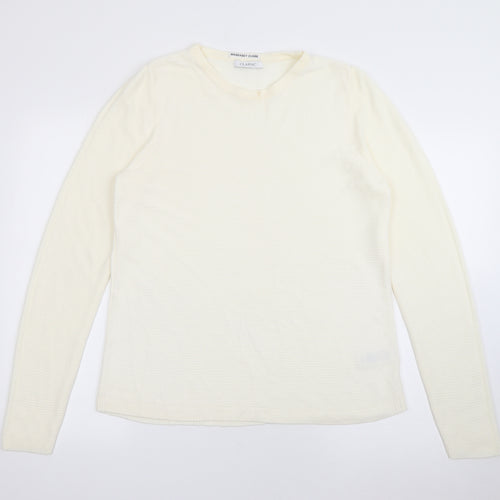 Marks and Spencer Womens Ivory Crew Neck  Acrylic Pullover Jumper Size 14