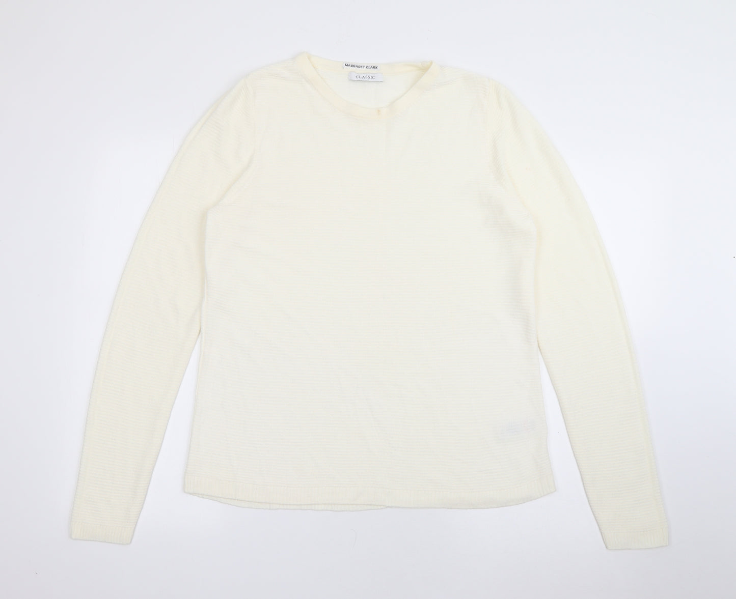 Marks and Spencer Womens Ivory Crew Neck  Acrylic Pullover Jumper Size 14