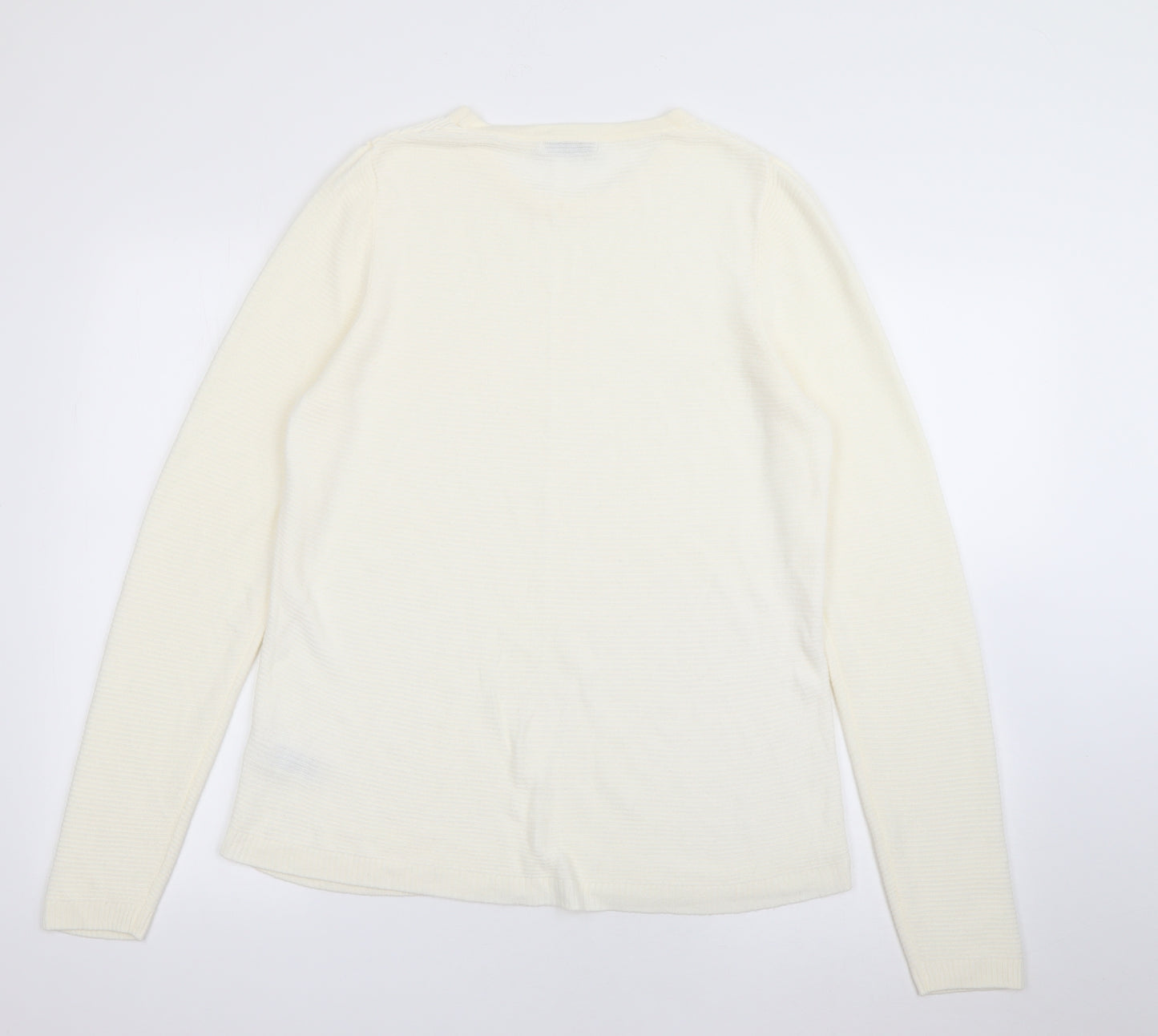 Marks and Spencer Womens Ivory Crew Neck  Acrylic Pullover Jumper Size 14