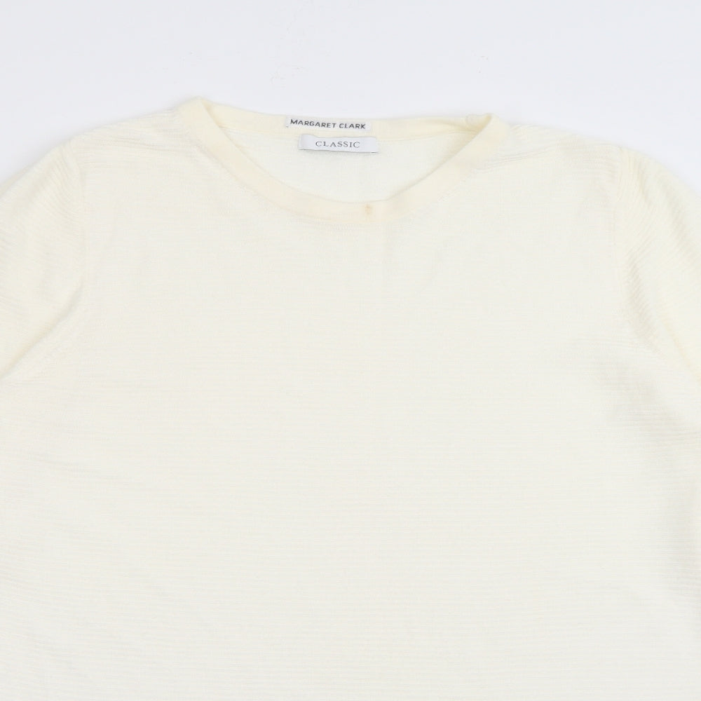 Marks and Spencer Womens Ivory Crew Neck  Acrylic Pullover Jumper Size 14