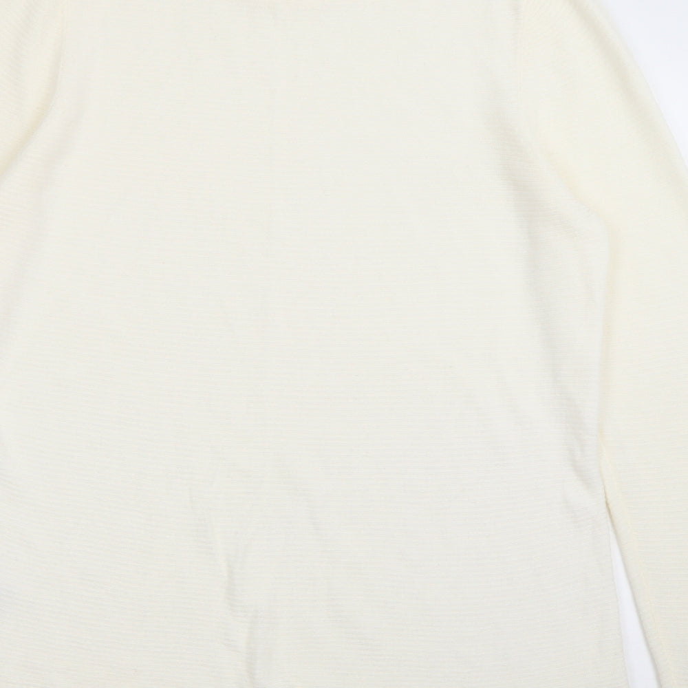 Marks and Spencer Womens Ivory Crew Neck  Acrylic Pullover Jumper Size 14