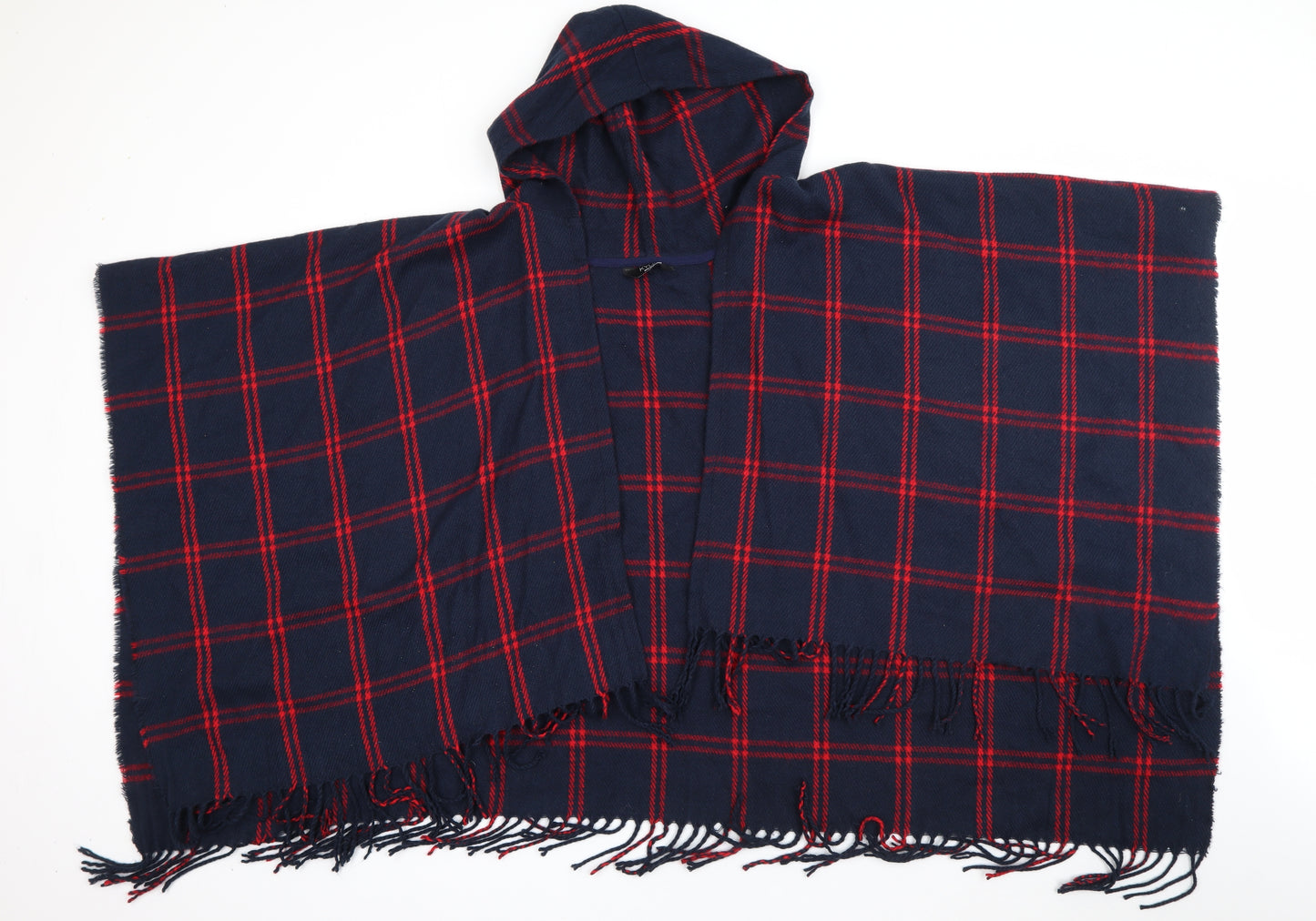 Kylie Womens Blue Plaid Acrylic  Shawl/Wrap