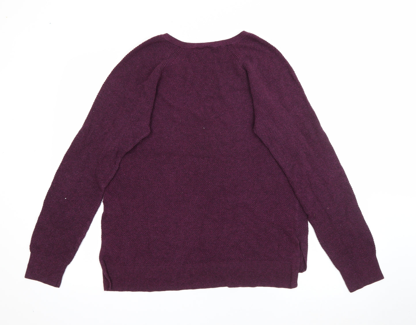 Gap Womens Purple V-Neck  Cotton Pullover Jumper Size L