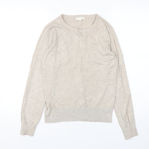 H&M Womens Beige Round Neck  Viscose Pullover Jumper Size XS