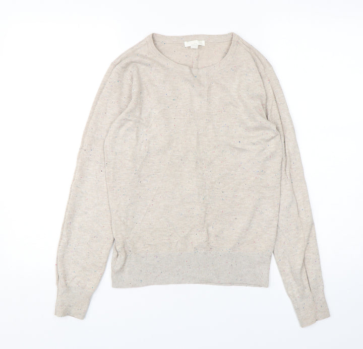 H&M Womens Beige Round Neck Viscose Pullover Jumper Size XS