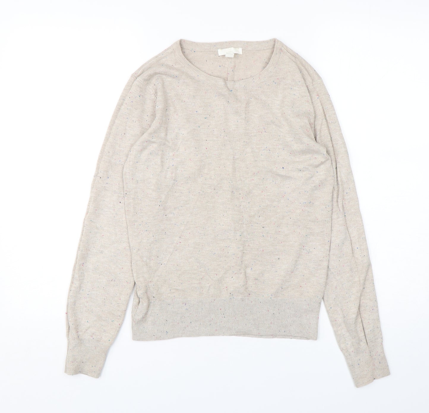 H&M Womens Beige Round Neck  Viscose Pullover Jumper Size XS