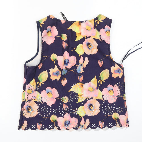 Quiz Womens Multicoloured Floral Polyester Basic Tank Size 8 Round Neck