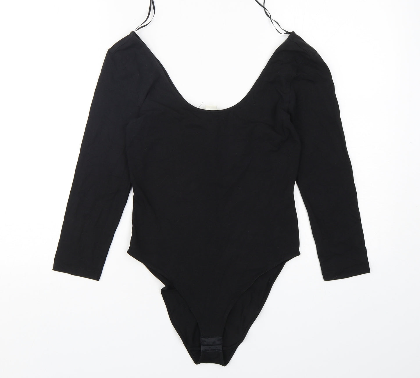 H&M Womens Black  Cotton Bodysuit One-Piece Size S  Hook & Eye