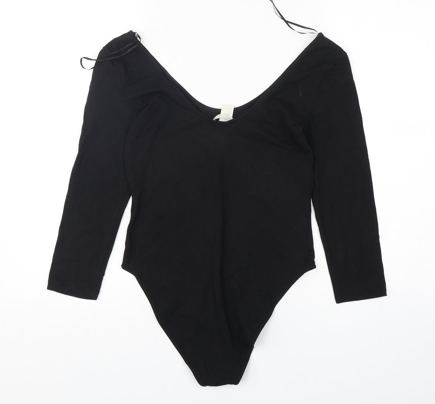 H&M Womens Black  Cotton Bodysuit One-Piece Size S  Hook & Eye