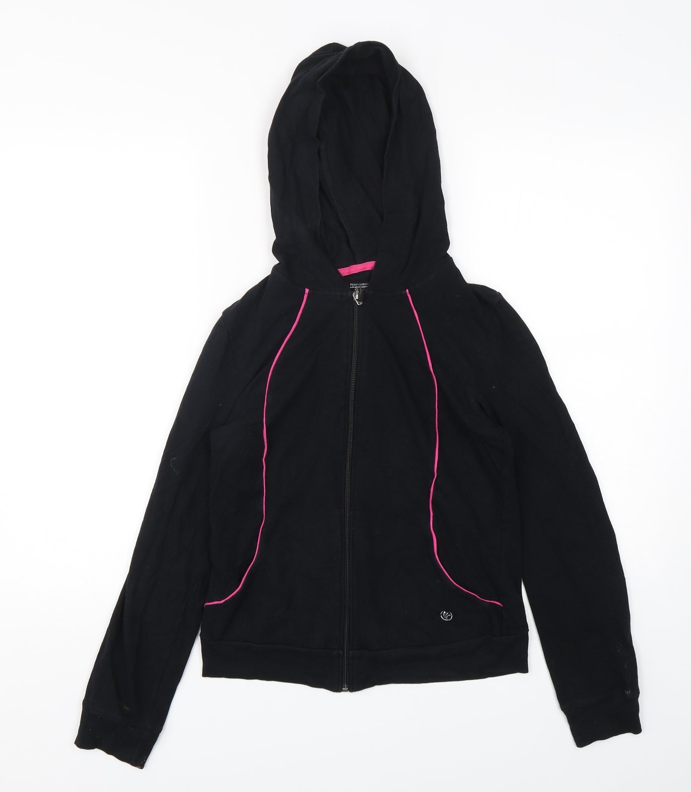 Dunnes Stores Womens Black  Cotton Full Zip Hoodie Size 8  Zip