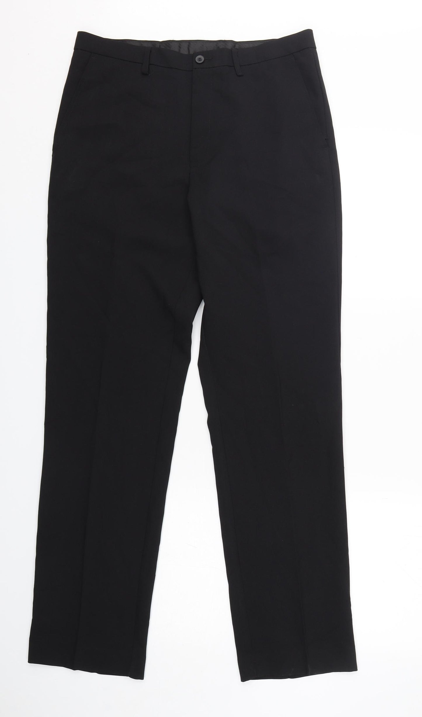 F&F Mens Black  Polyester Trousers  Size 32 L33 in Regular Button