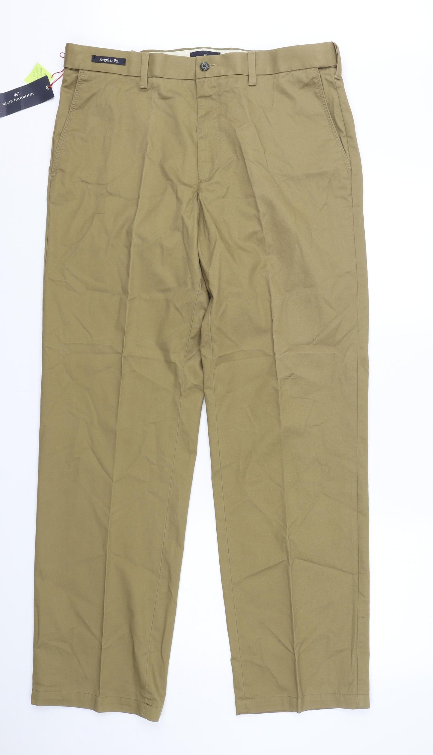 Blue Harbour Mens Beige  Cotton Chino Trousers Size 36 L33 in Regular