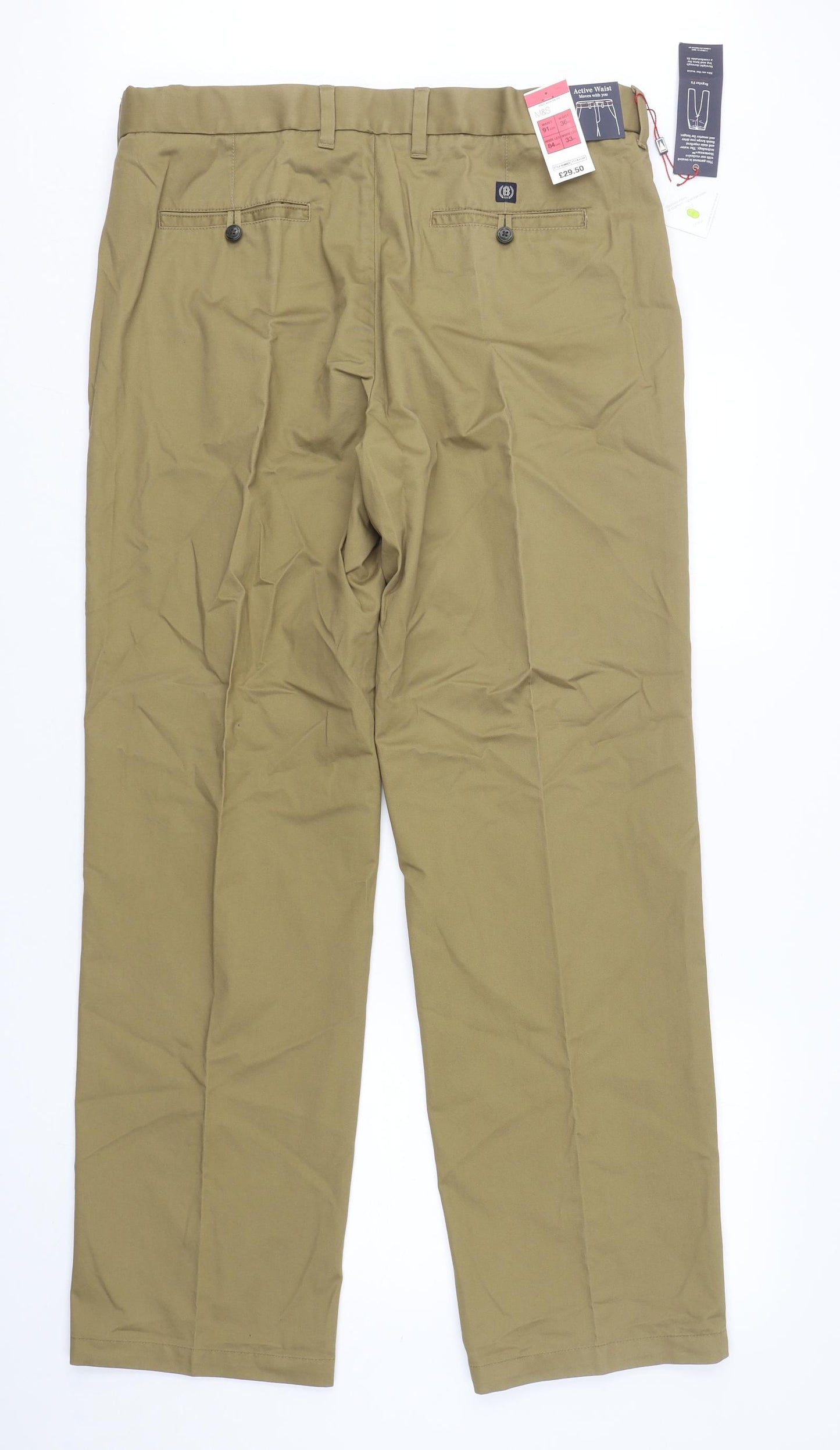 Blue Harbour Mens Beige  Cotton Chino Trousers Size 36 L33 in Regular
