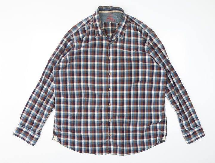 Colours & Sons Mens Multicoloured Check Polyester  Button-Up Size XL Collared Button