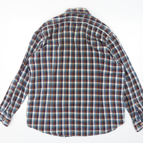 Colours & Sons Mens Multicoloured Check Polyester  Button-Up Size XL Collared Button