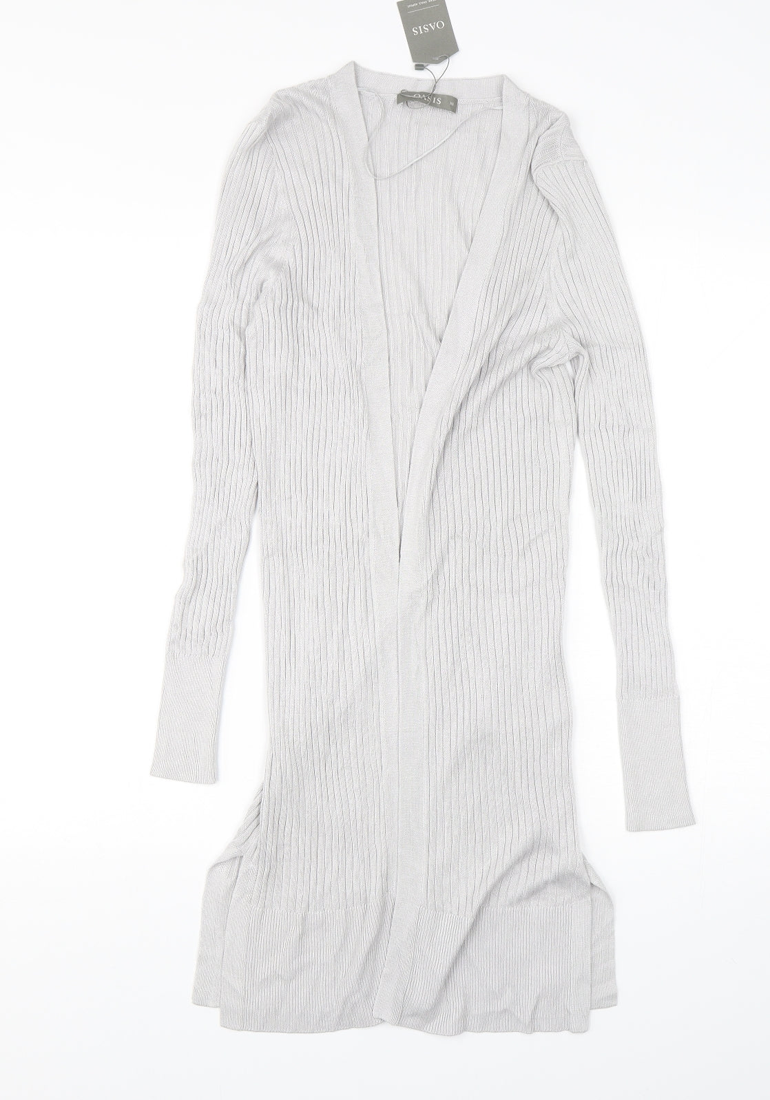 Oasis Womens Grey V-Neck  Viscose Cardigan Jumper Size XS