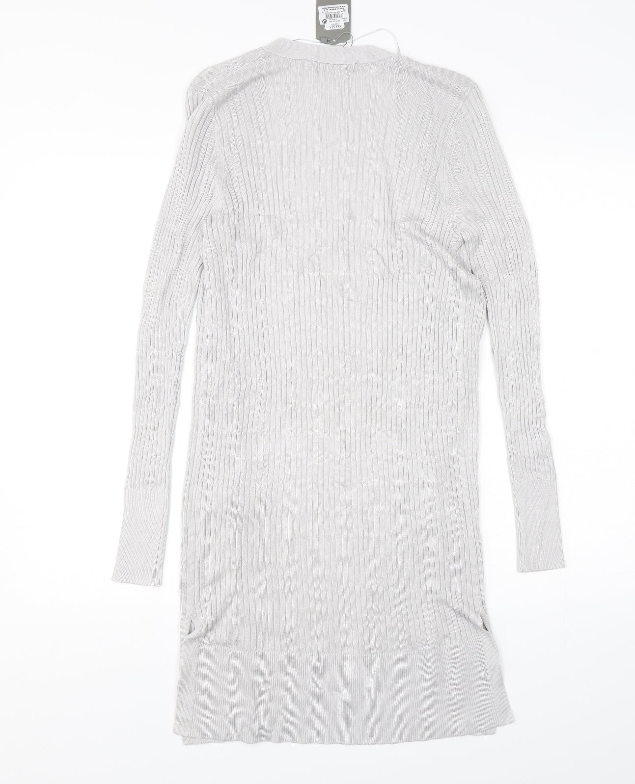 Oasis Womens Grey V-Neck  Viscose Cardigan Jumper Size XS