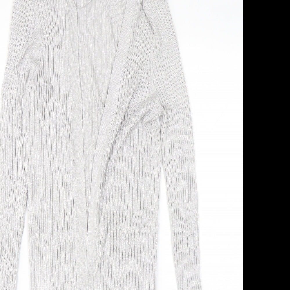 Oasis Womens Grey V-Neck  Viscose Cardigan Jumper Size XS