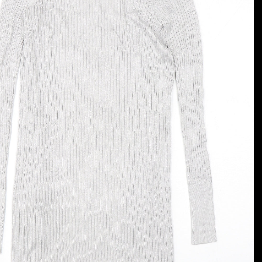 Oasis Womens Grey V-Neck  Viscose Cardigan Jumper Size XS