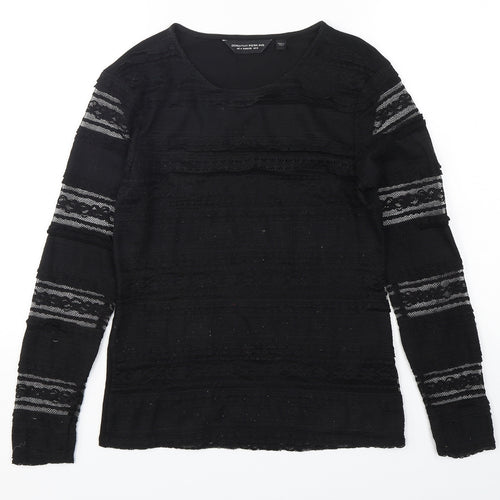 Dorothy Perkins Womens Black  Polyester Basic T-Shirt Size 8 Round Neck